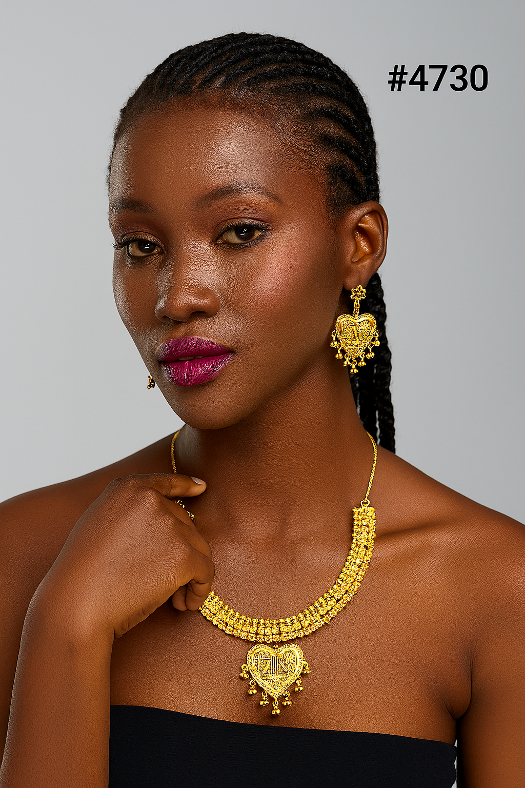 Gold Plated Bridal Short Necklace Set, PMJ Model No: 4730