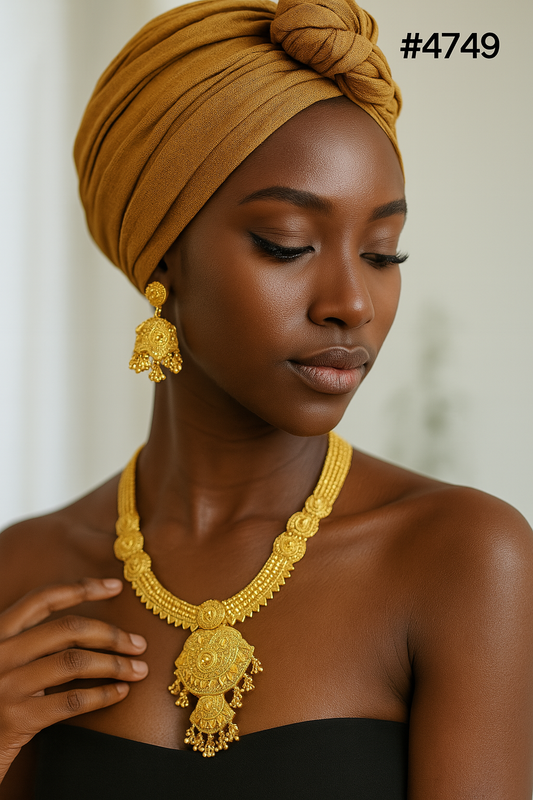 Gold Plated Hand Made Jewelry Long Necklace Set, PMJ Model No: 4749