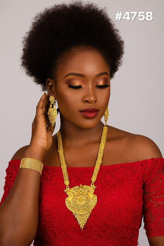 Exclusive Gold Plated Long Necklaces Set, PMJ Model No: 4758