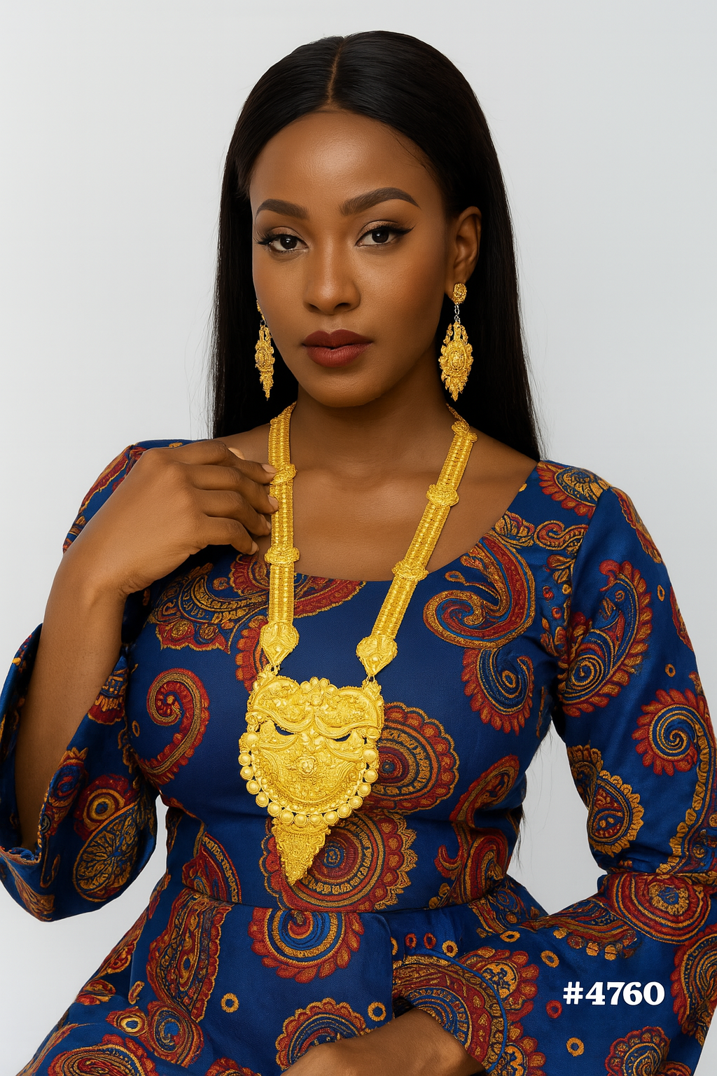 Exclusive Gold Plated Long Necklaces Set, PMJ Model No: 4760