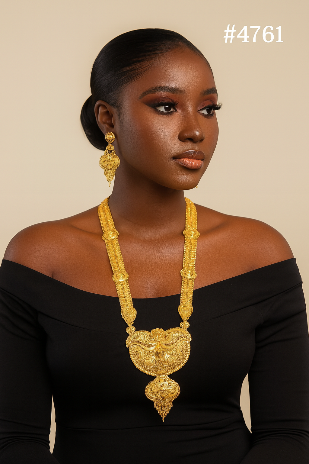 Exclusive Gold Plated Long Necklaces Set, PMJ Model No: 4761