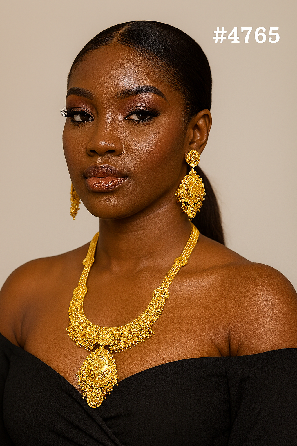 Exclusive Gold Plated Long Necklaces Set, PMJ Model No: 4765