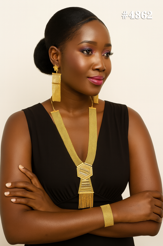 Exclusive Gold Plated Long Necklaces Set, PMJ Model No: 4862