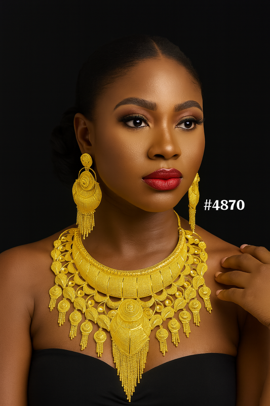 Exclusive Gold Plated Long Necklaces Set, PMJ Model No: 4870