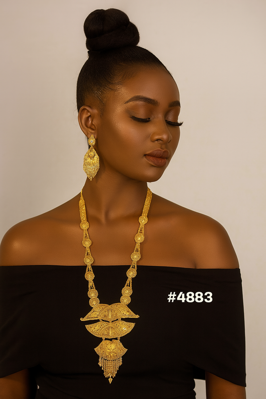 Exclusive Gold Plated Long Necklaces Set, PMJ Model No: 4883