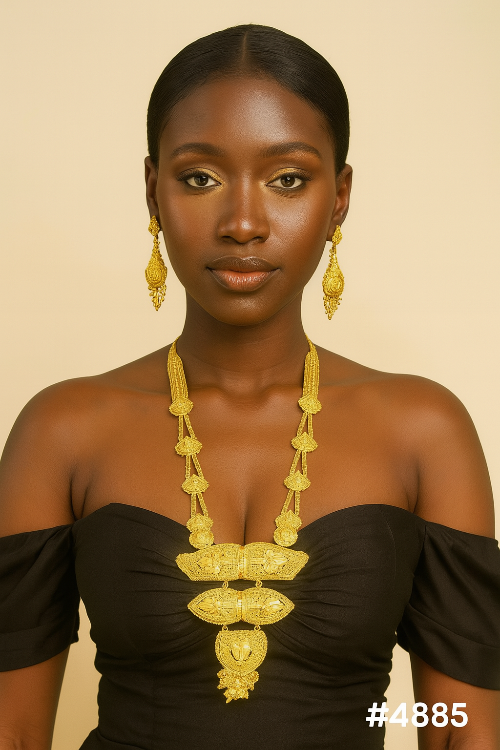 Exclusive Gold Plated Long Necklaces Set, PMJ Model No: 4885