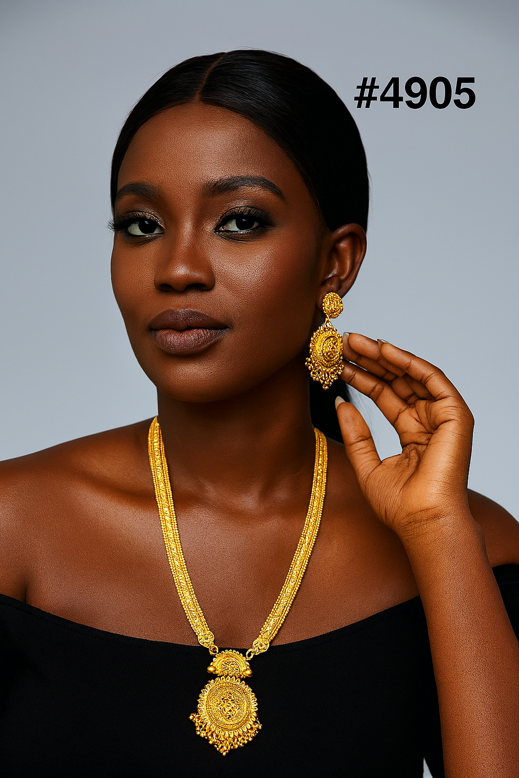 Exclusive Gold Plated Long Necklaces Set, PMJ Model No: 4905