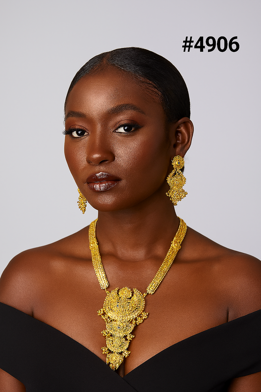 Exclusive Gold Plated Long Necklaces Set, PMJ Model No: 4906