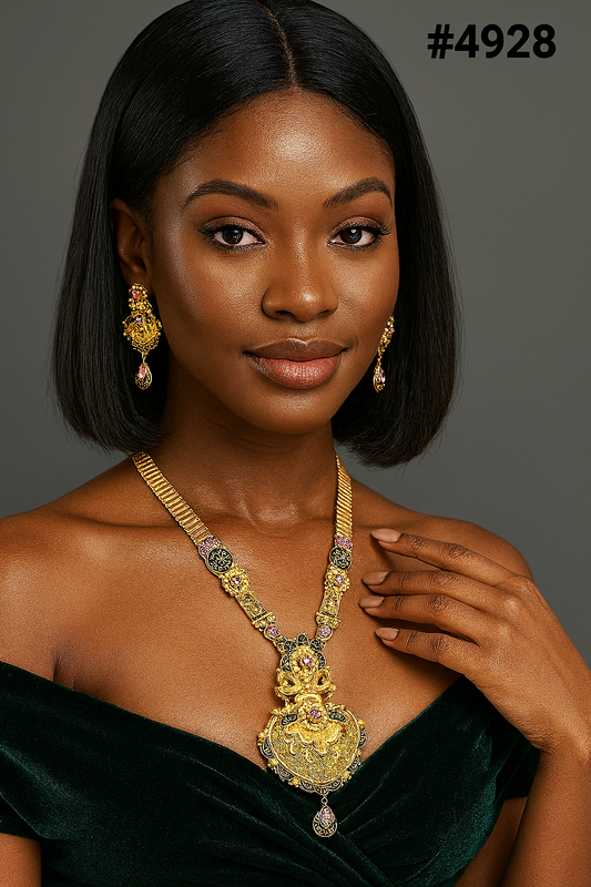 Exclusive Gold Plated Long Necklaces Set, PMJ Model No: 4928