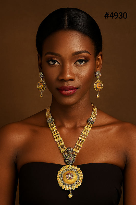 Exclusive Gold Plated Long Necklaces Set, PMJ Model No: 4930