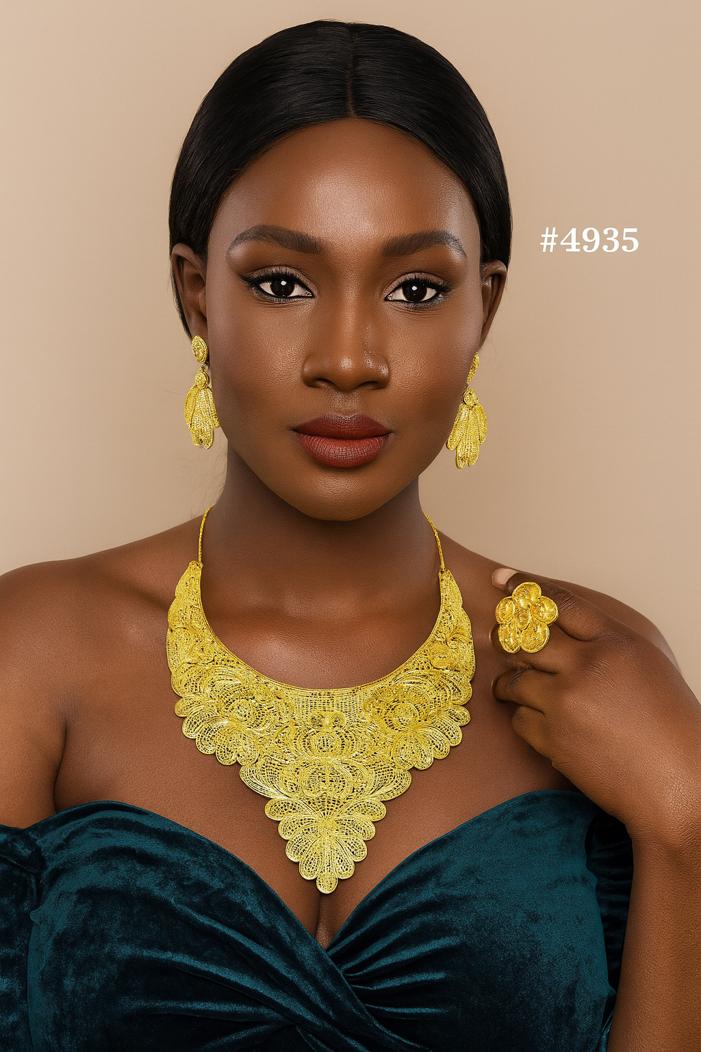 Gold Plated Bridal Short Necklace Set, PMJ Model No: 4935