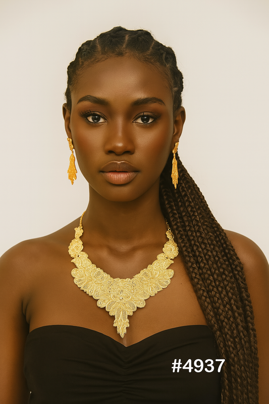 Gold Plated Bridal Short Necklace Set, PMJ Model No: 4937