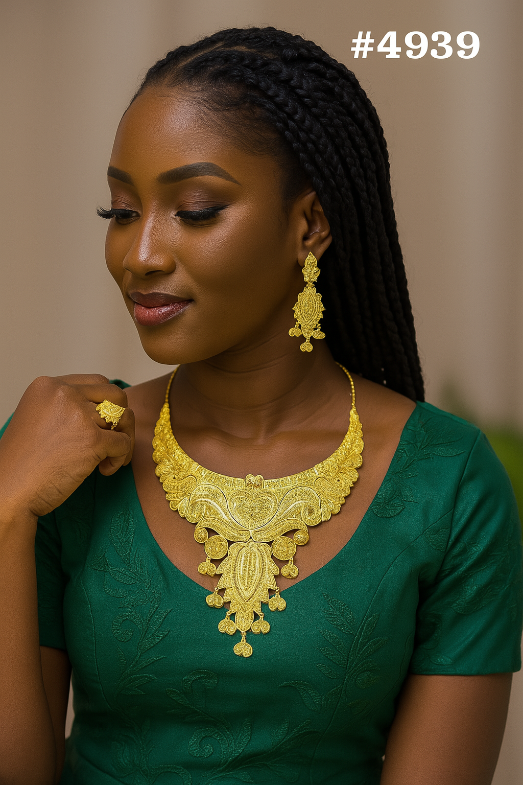 Gold Plated Bridal Short Necklace Set, PMJ Model No: 4939