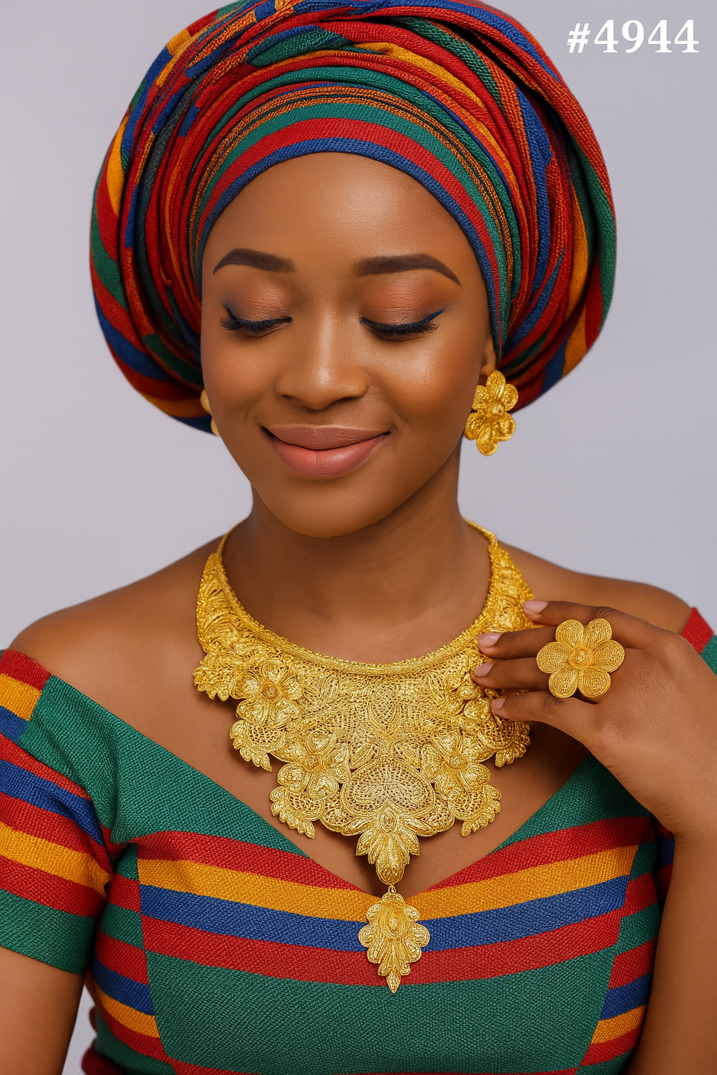 Gold Plated Bridal Short Necklace Set, PMJ Model No: 4944