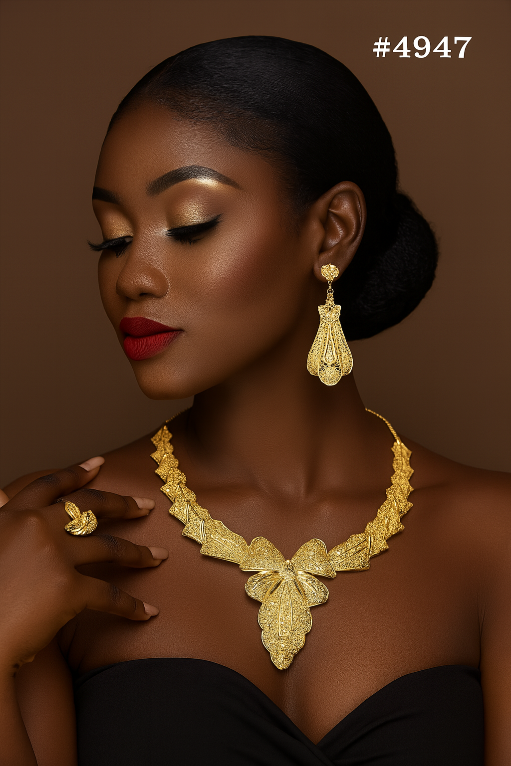 Gold Plated Bridal Short Necklace Set, PMJ Model No: 4947