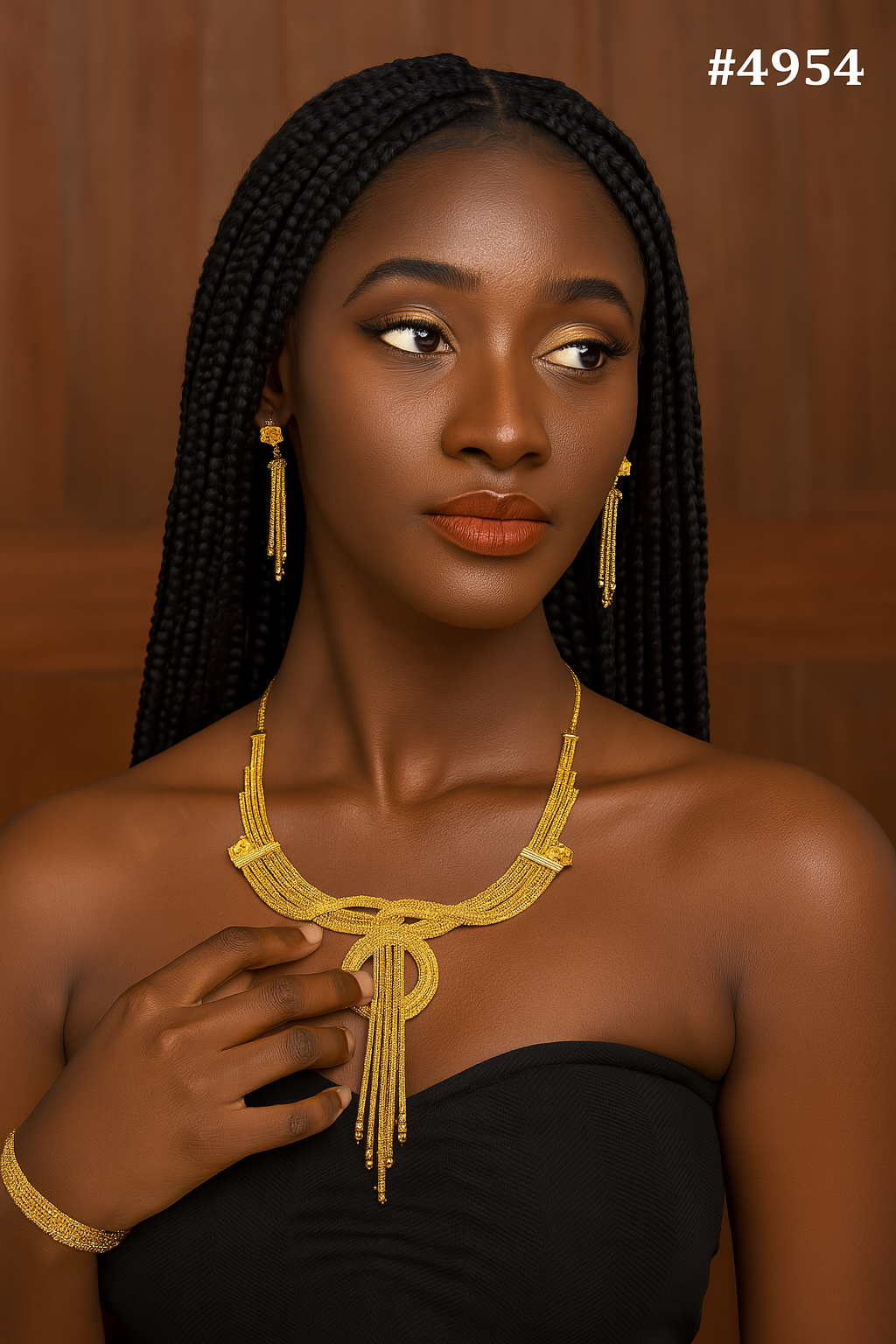 Gold Plated Bridal Short Necklace Set, PMJ Model No: 4954