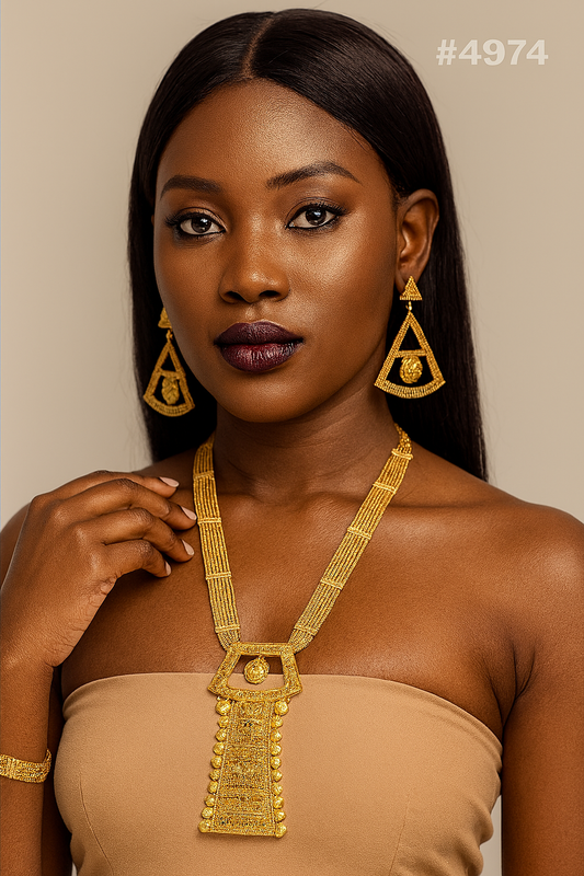 Exclusive Gold Plated Long Necklaces Set, PMJ Model No: 4974