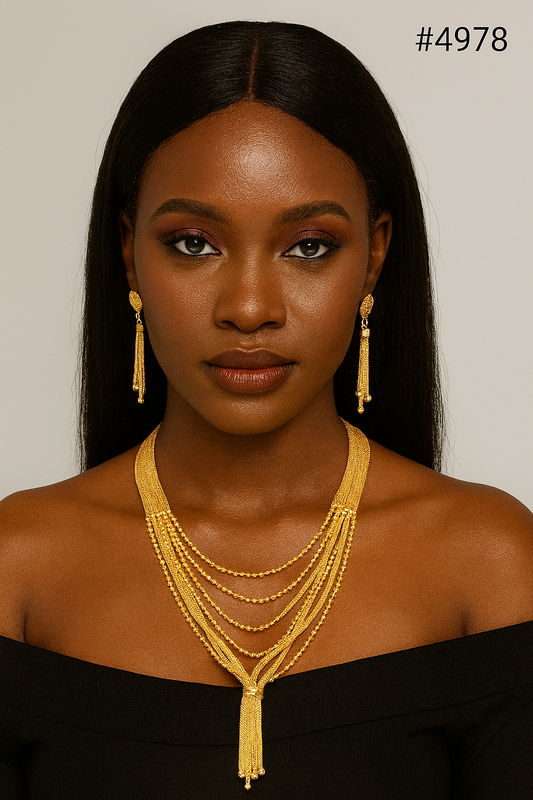 Exclusive Gold Plated Long Necklaces Set, PMJ Model No: 4978