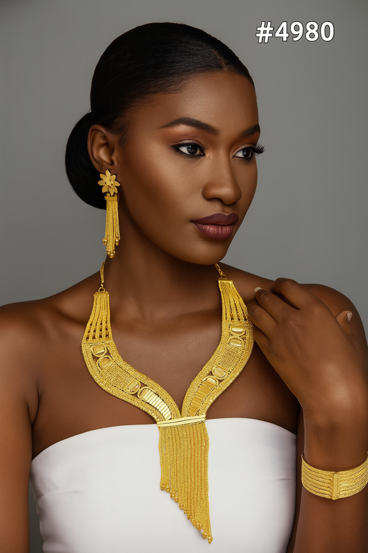 Gold Plated Short Necklace Set, PMJ Model No: 4980