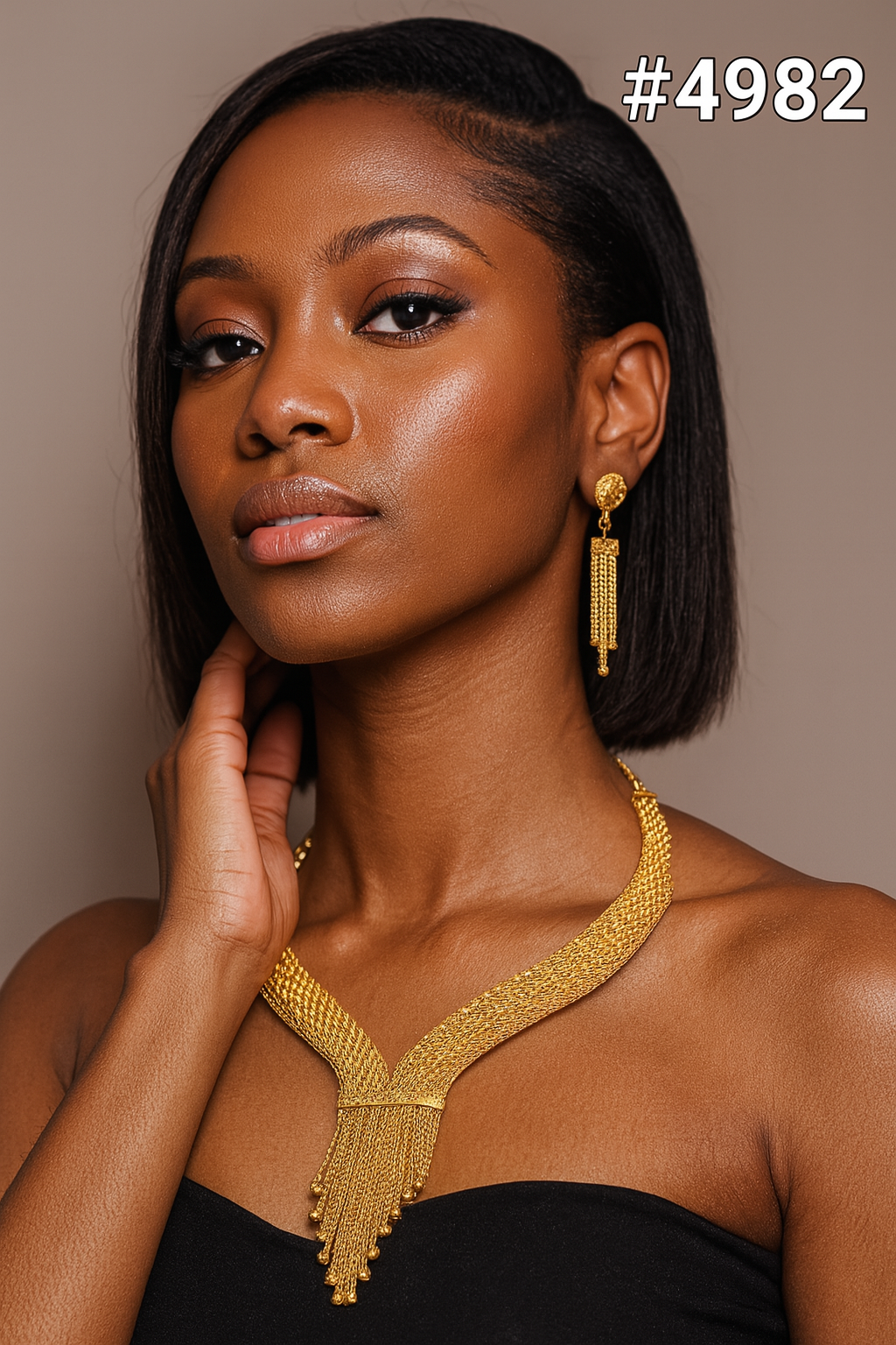 Gold Plated Short Necklace Set, PMJ Model No: 4982