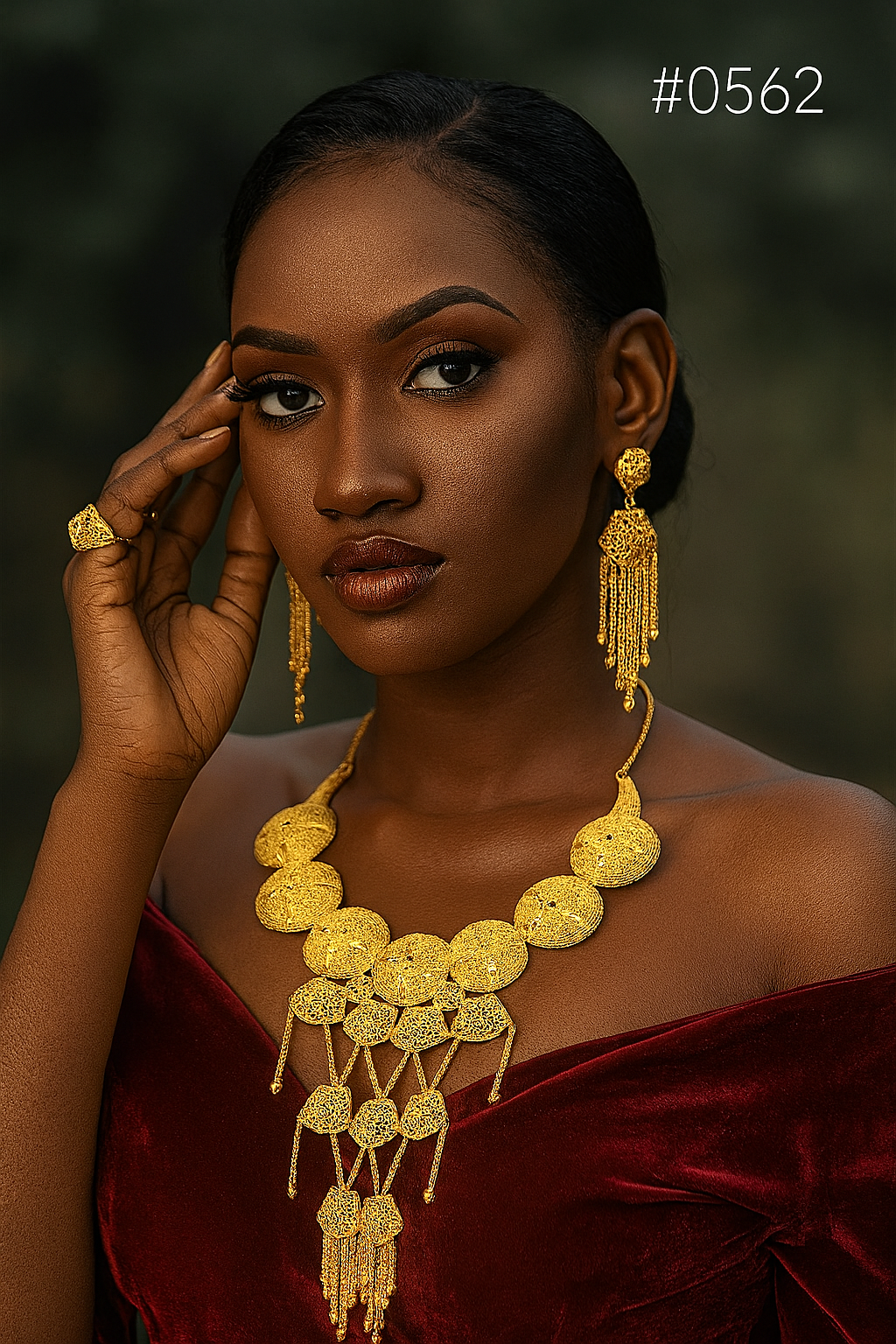 PMJ Indian Fancy Gold Look Beautiful Design Long Necklace Set Catherine Zeta Jones Hollywood Movie Style Costume Jewelry Sale MODEL : 562