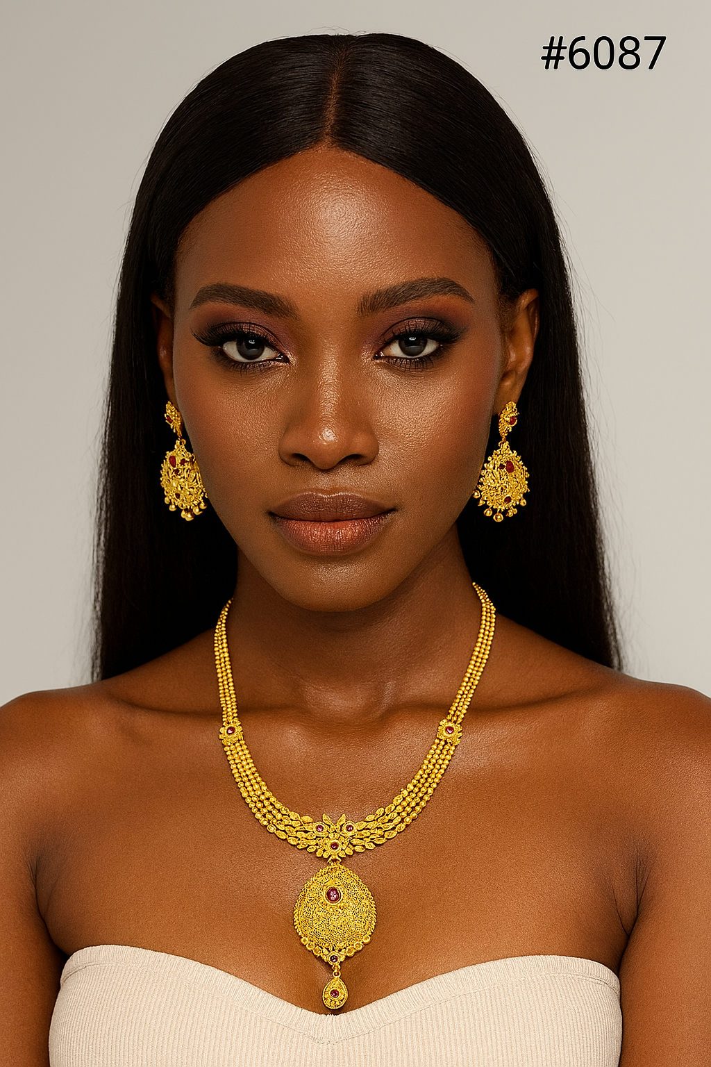 Exclusive Gold Plated Long Necklaces Set, PMJ Model No: 6087