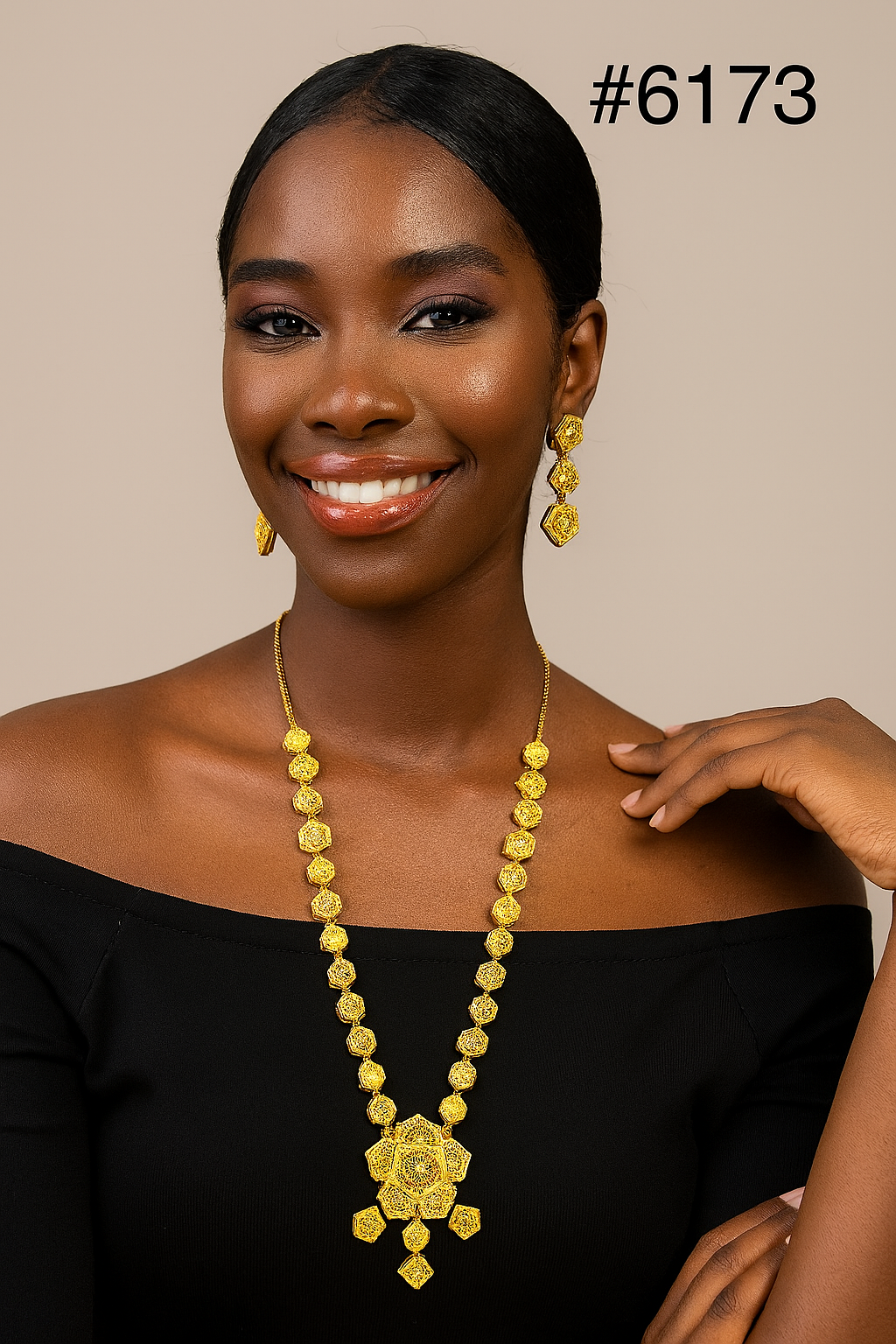 Gold Plated Long Necklace Set, PMJ Model No: 6173