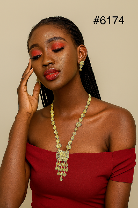 Gold Plated Long Necklace Set, PMJ Model No: 6174