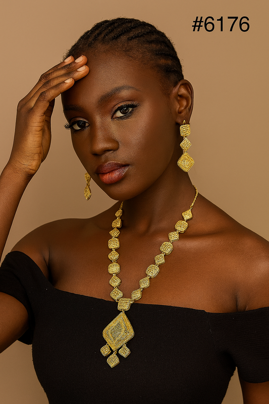 Gold Plated Long Necklace Set, PMJ Model No: 6176