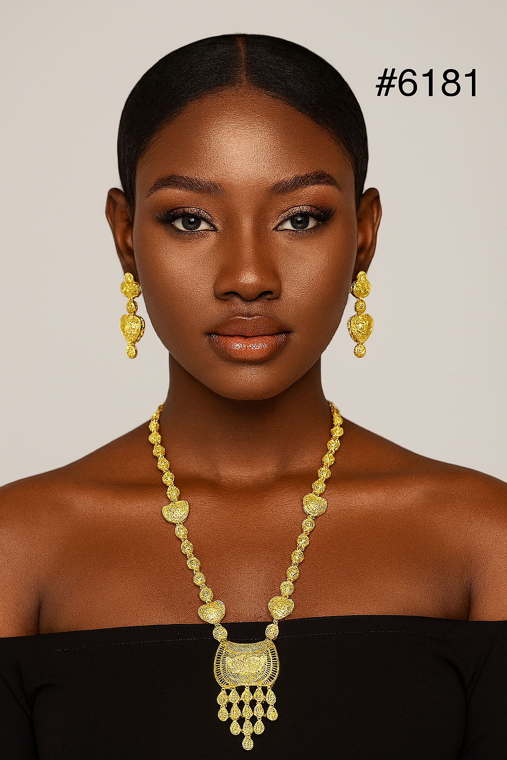 Gold Plated Long Necklace Set, PMJ Model No: 6181