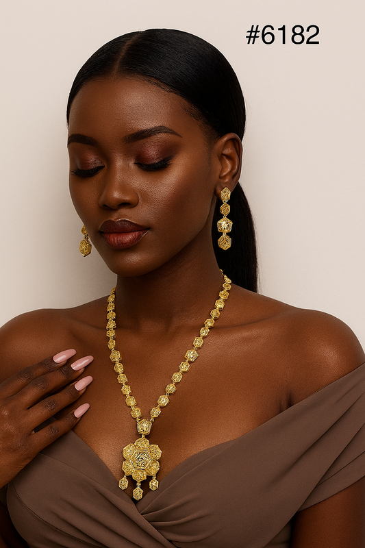 Gold Plated Long Necklace Set, PMJ Model No: 6182