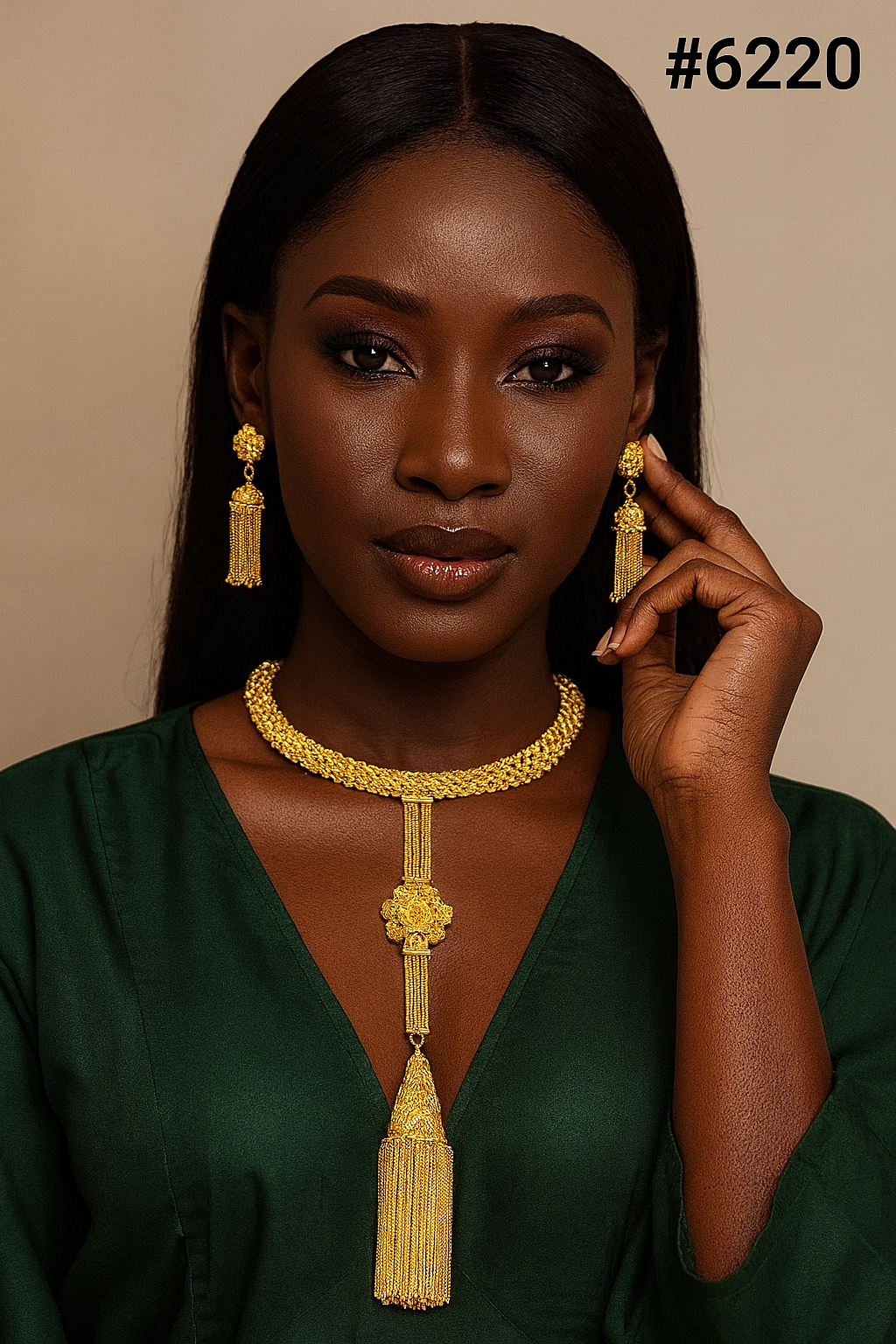 Gold Plated Long Necklace Set, PMJ Model No: 6220