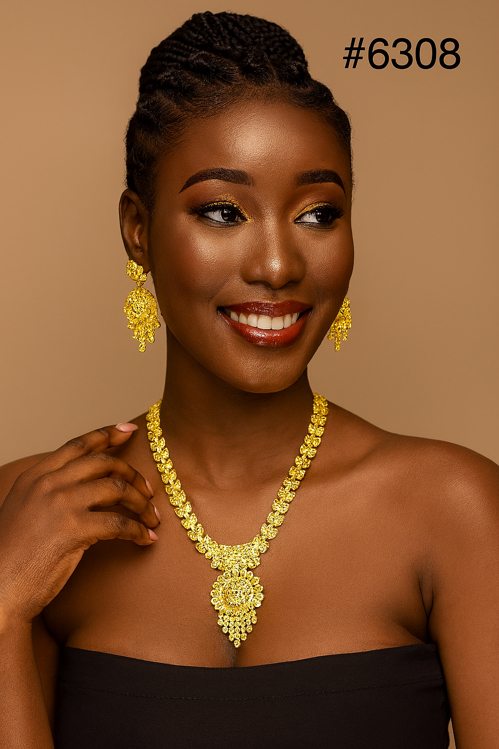 Designer Gold Plated Long Necklace Set, PMJ Model No: 6308