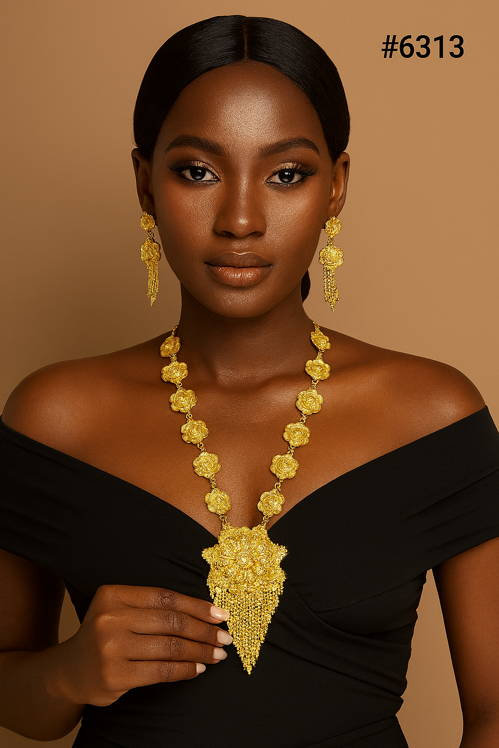 Exclusive Gold Plated Long Necklace Set, PMJ Model No: 6313