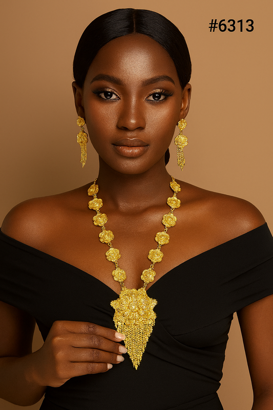 Exclusive Gold Plated Long Necklace Set, PMJ Model No: 6313