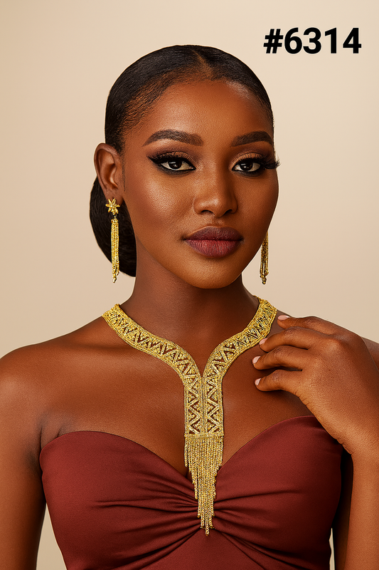 Exclusive Gold Plated Long Necklace Set, PMJ Model No: 6314