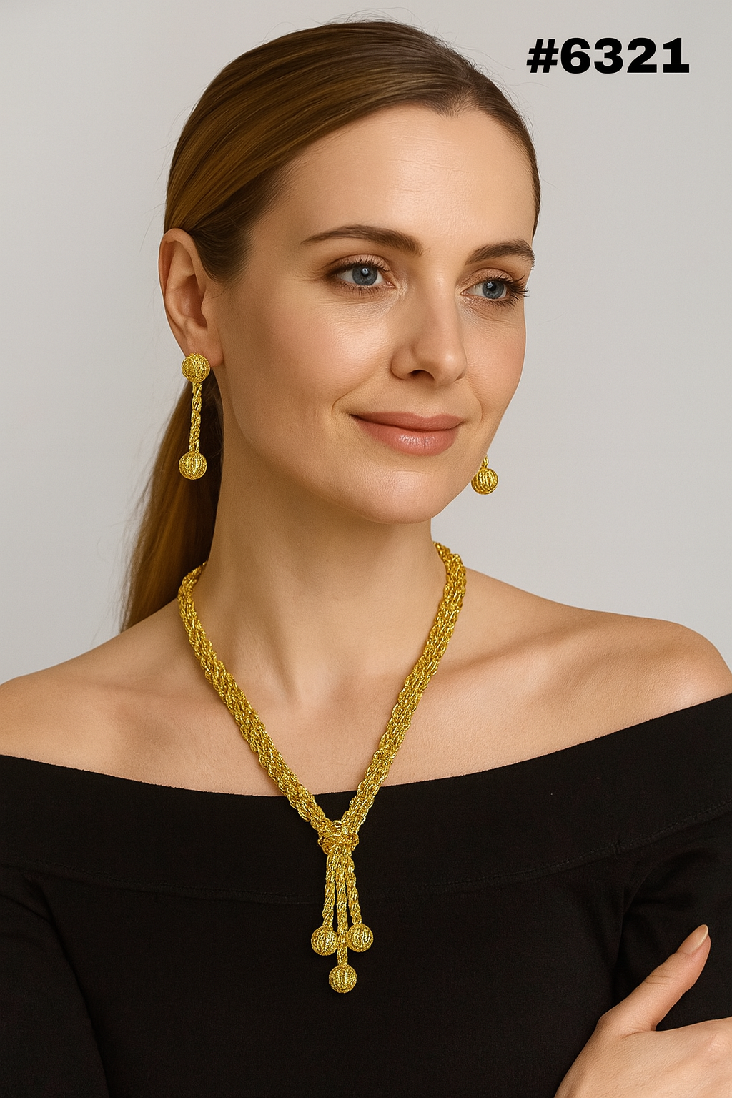 Exclusive Gold Plated Long Necklace Set, PMJ Model No: 6321