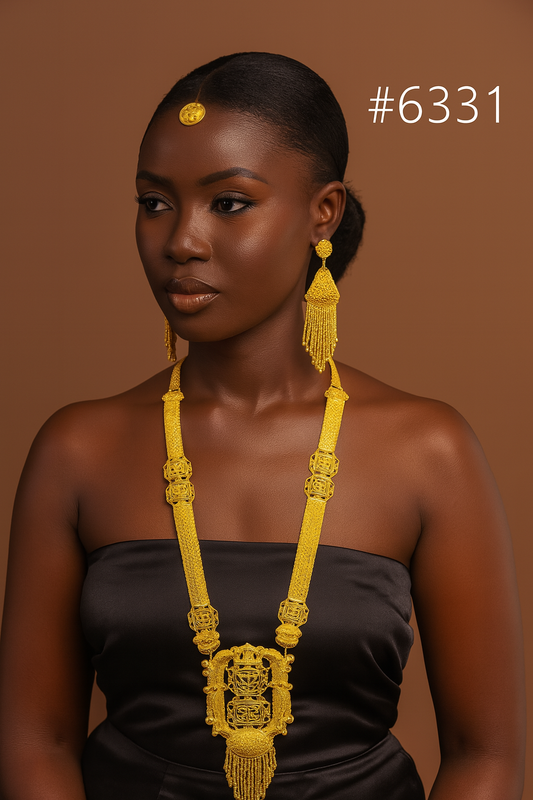 Designer Gold Plated Long Necklace Set, PMJ Model No: 6331