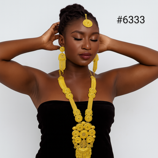 Designer Gold Plated Long Necklace Set, PMJ Model No: 6333