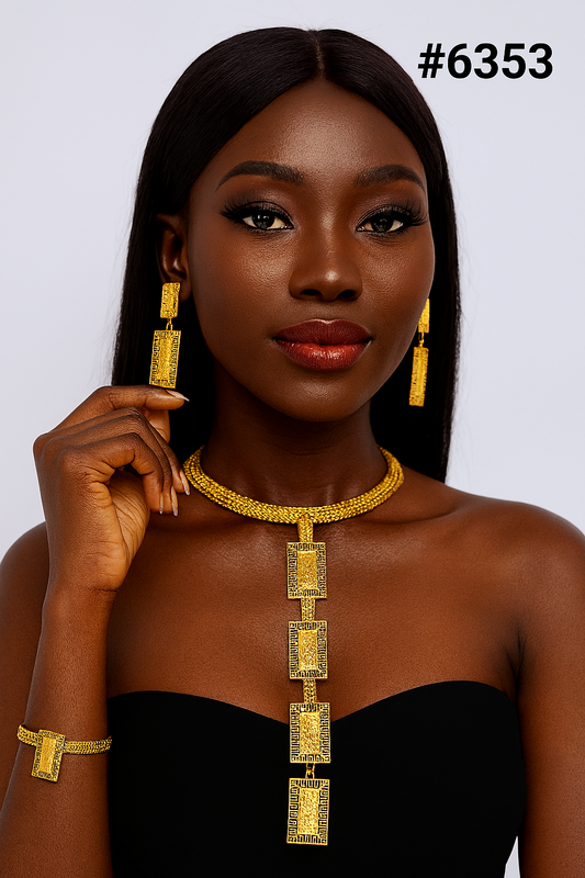 Designer Gold Plated Long Necklace Set, PMJ Model No: 6353