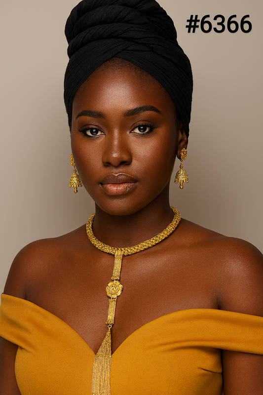 Gold Plated Hand Made Jewelry Long Necklace Set, PMJ Model No: 6366