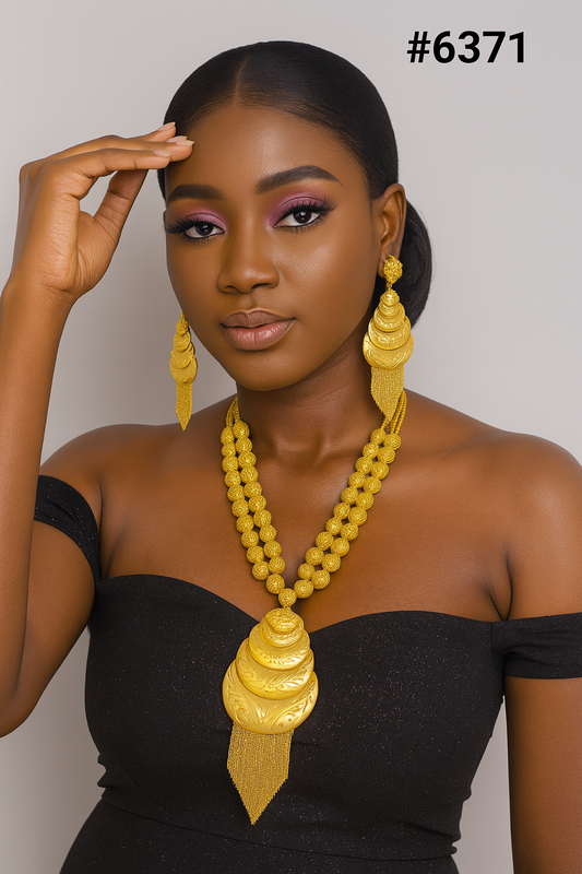 Gold Plated Hand Made Jewelry Long Necklace Set, PMJ Model No: 6371