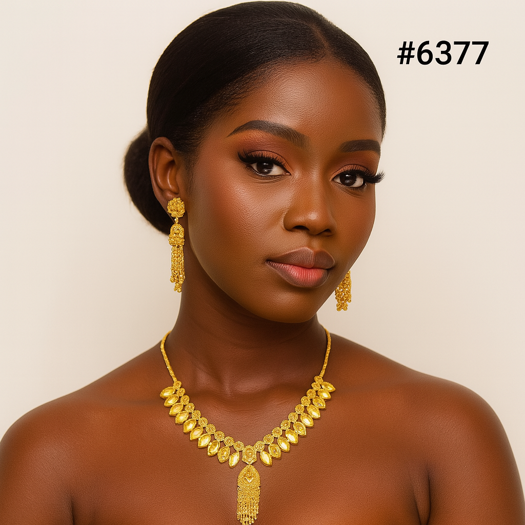 Gold Plated Short Necklace Set, PMJ Model No: 6377