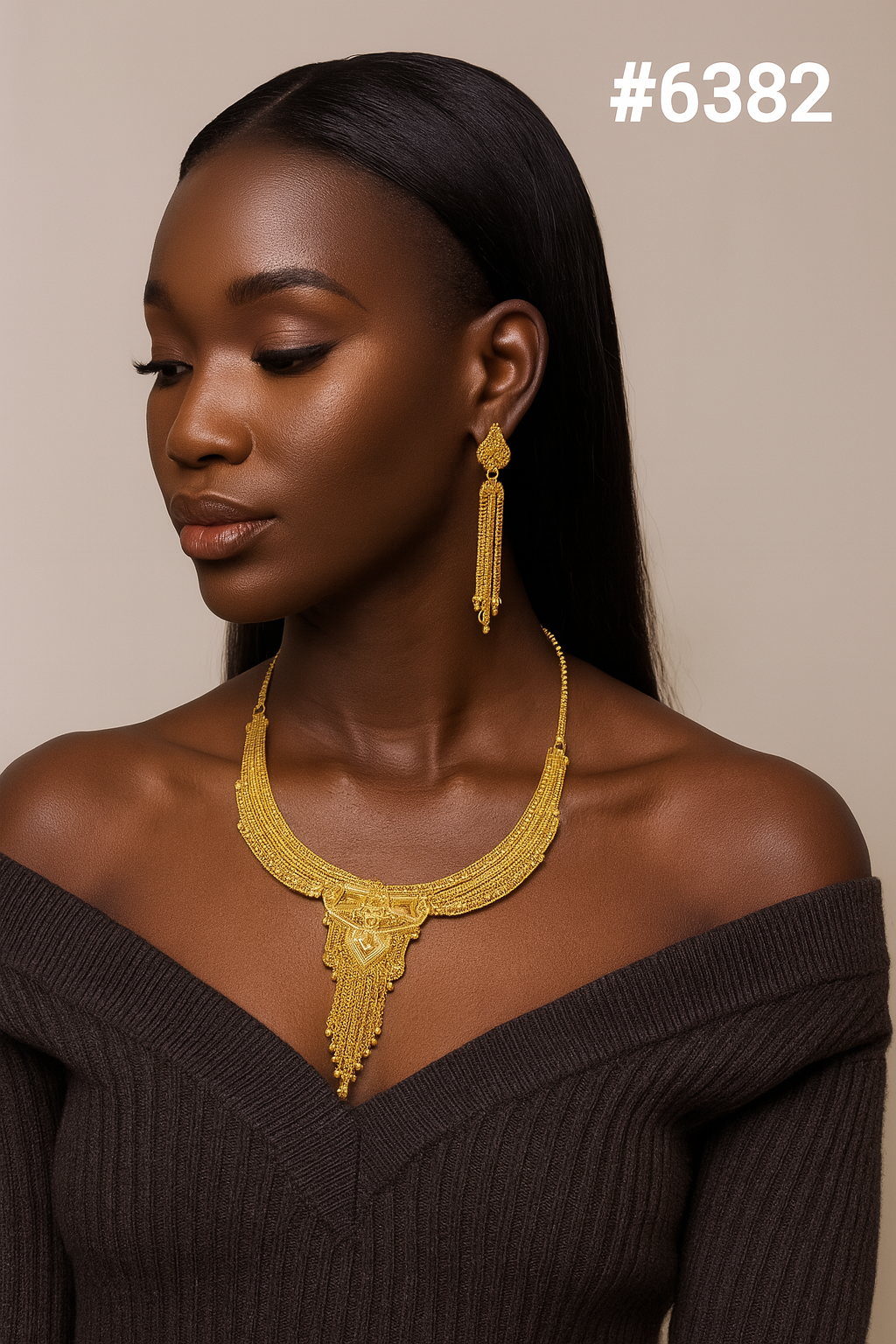 Gold Plated Short Necklace Set, PMJ Model No: 6382