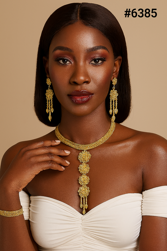 Gold Plated Hand Made Jewelry Long Necklace Set, PMJ Model No: 6385