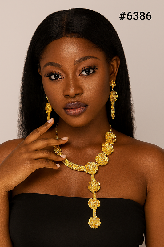 Gold Plated Hand Made Jewelry Long Necklace Set, PMJ Model No: 6386