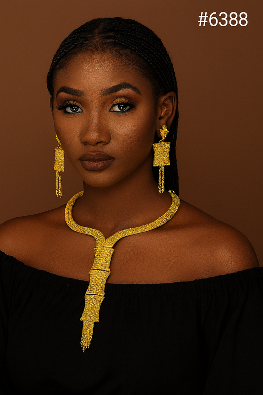 Gold Plated Hand Made Jewelry Long Necklace Set, PMJ Model No: 6388