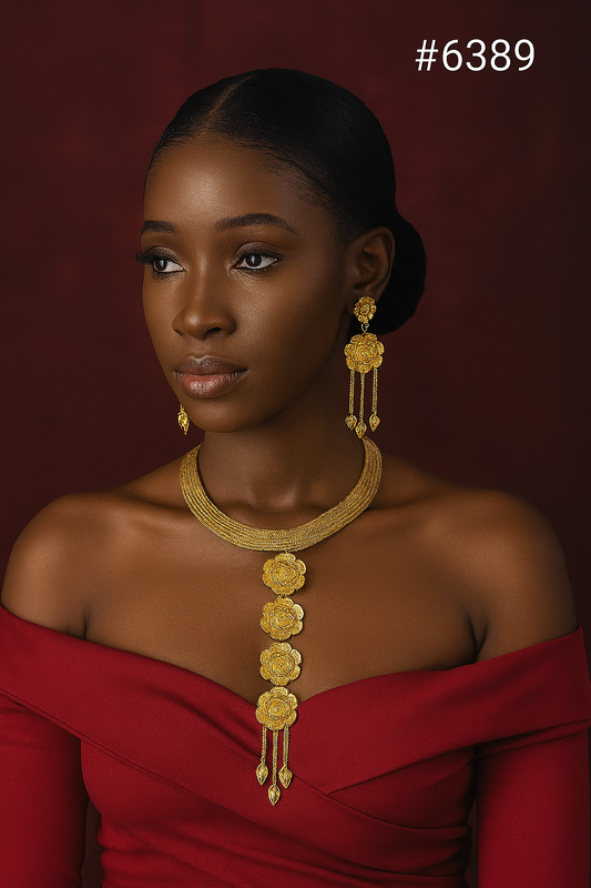 Gold Plated Hand Made Jewelry Long Necklace Set, PMJ Model No: 6389