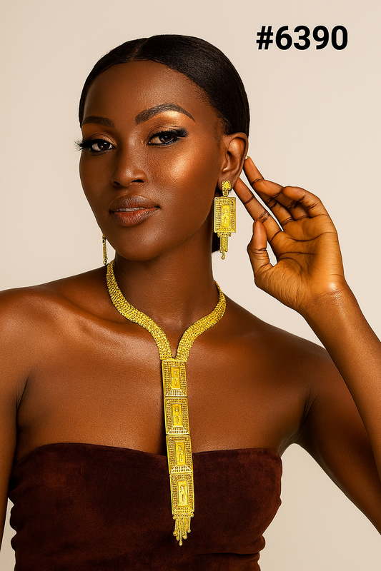 Gold Plated Hand Made Jewelry Long Necklace Set, PMJ Model No: 6390