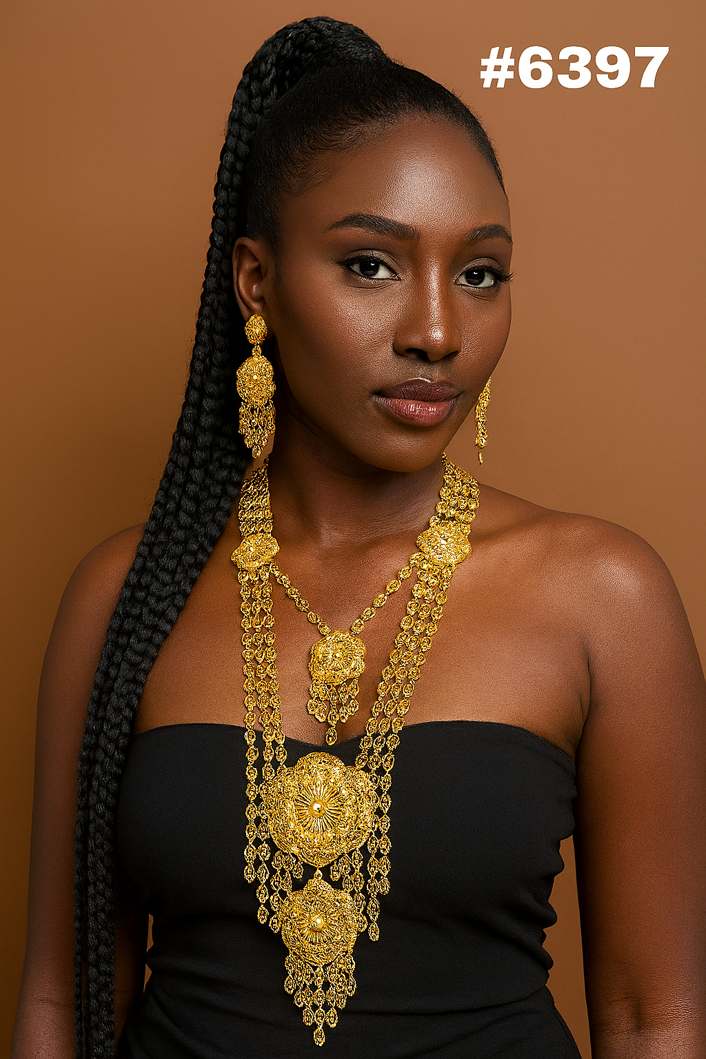 Gold Plated Long Necklace Set, PMJ Model No: 6397